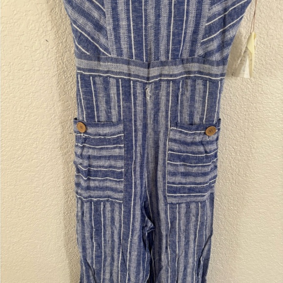 Indigo Rein Blue Jumpsuit with Wide Legs and Tie Belt - Picture 3 of 9